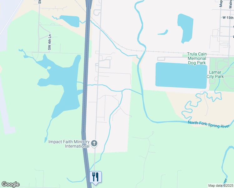 map of restaurants, bars, coffee shops, grocery stores, and more near 14 Southeast 13th Road in Lamar