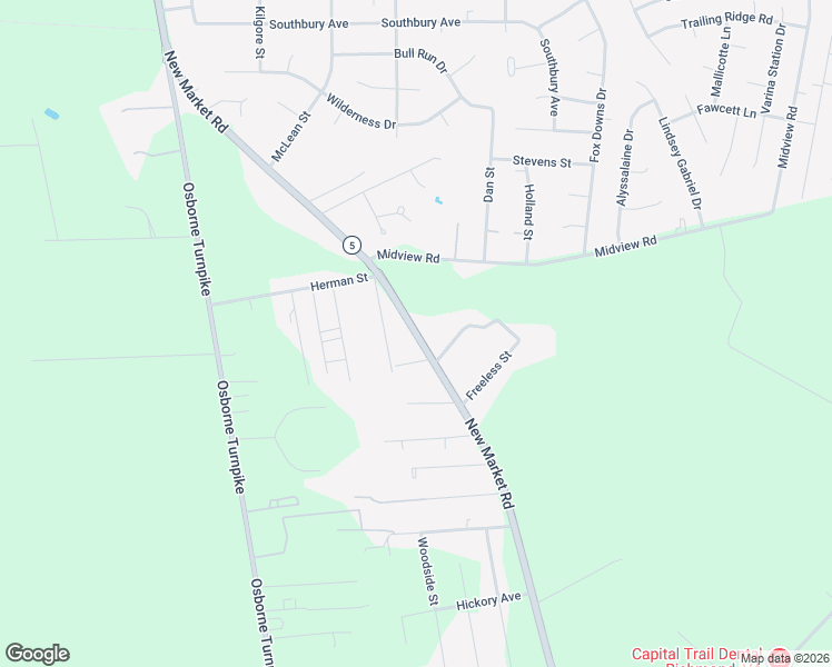 map of restaurants, bars, coffee shops, grocery stores, and more near 1364 New Market Road in Richmond