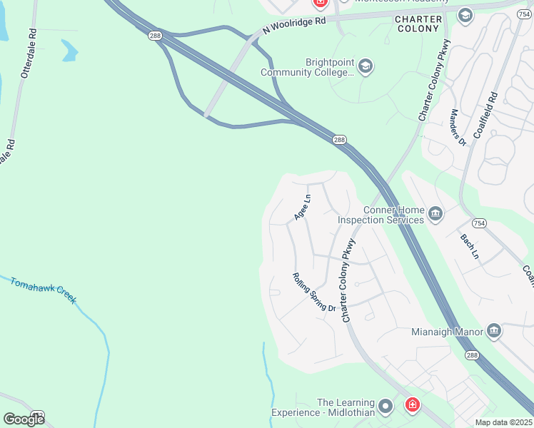 map of restaurants, bars, coffee shops, grocery stores, and more near 1507 Lundy Terrace in Midlothian