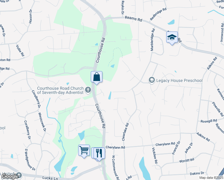 map of restaurants, bars, coffee shops, grocery stores, and more near 830 Marbleridge Road in Richmond