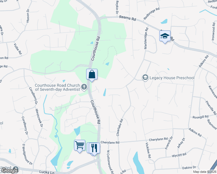 map of restaurants, bars, coffee shops, grocery stores, and more near 825 Marbleridge Road in Richmond