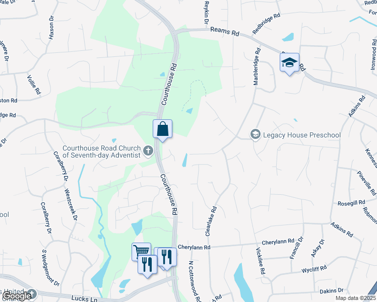 map of restaurants, bars, coffee shops, grocery stores, and more near 830 Marbleridge Road in Richmond