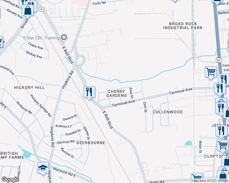 map of restaurants, bars, coffee shops, grocery stores, and more near 3309 Delano Street in Richmond