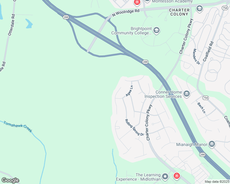 map of restaurants, bars, coffee shops, grocery stores, and more near 1513 Lundy Terrace in Midlothian