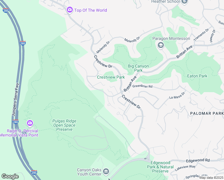 map of restaurants, bars, coffee shops, grocery stores, and more near 3353 Brittan Avenue in San Carlos