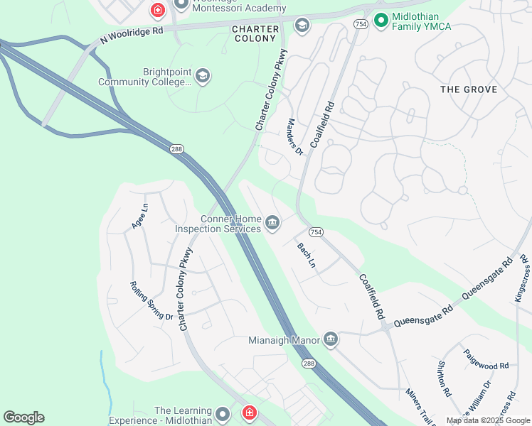 map of restaurants, bars, coffee shops, grocery stores, and more near 961 Gorham Court in Midlothian