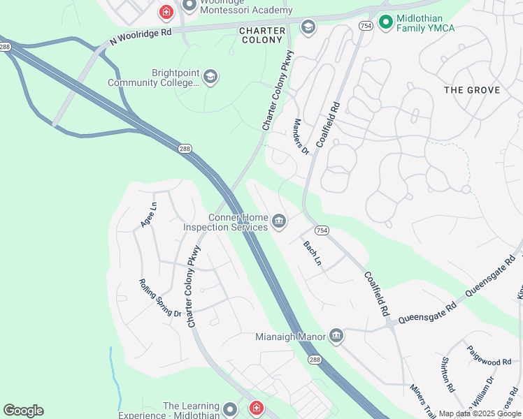 map of restaurants, bars, coffee shops, grocery stores, and more near 948 Gorham Court in Midlothian