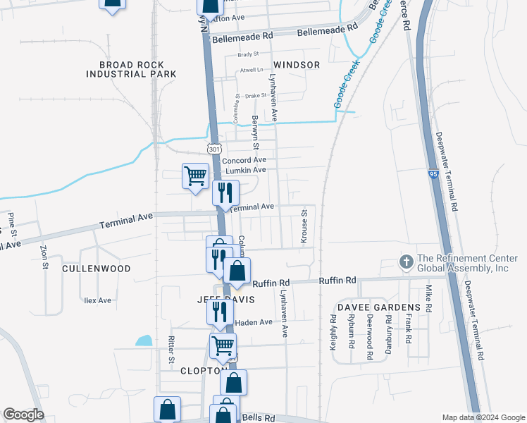 map of restaurants, bars, coffee shops, grocery stores, and more near 2310 Terminal Avenue in Richmond