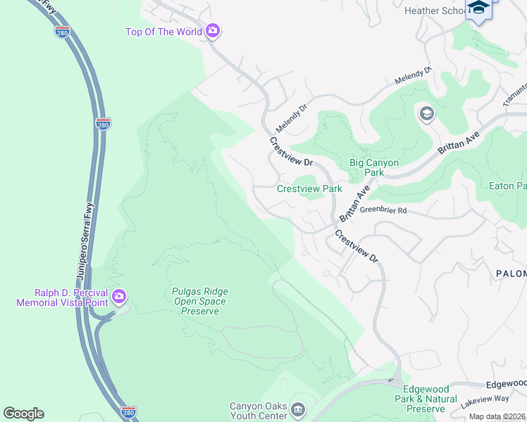 map of restaurants, bars, coffee shops, grocery stores, and more near 3379 Brittan Avenue in San Carlos