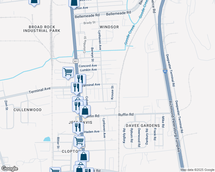 map of restaurants, bars, coffee shops, grocery stores, and more near 2206 Terminal Avenue in Richmond