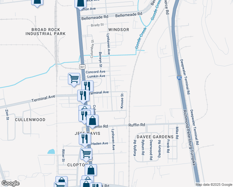 map of restaurants, bars, coffee shops, grocery stores, and more near 2206 Terminal Avenue in Richmond