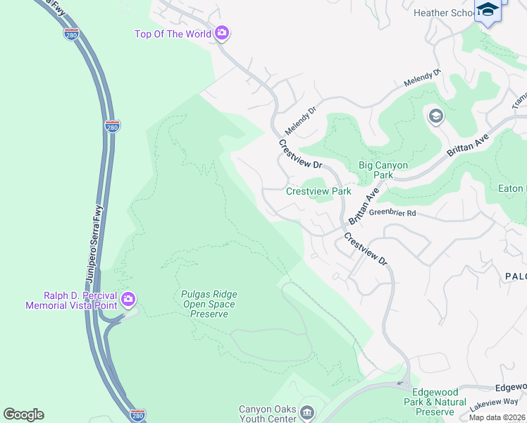 map of restaurants, bars, coffee shops, grocery stores, and more near 3383 Brittan Avenue in San Carlos
