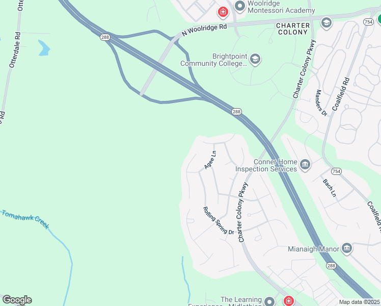 map of restaurants, bars, coffee shops, grocery stores, and more near 1531 Lundy Terrace in Midlothian