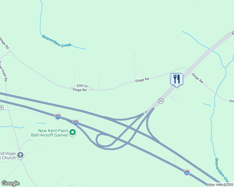map of restaurants, bars, coffee shops, grocery stores, and more near 14610 Stage Road in Lanexa