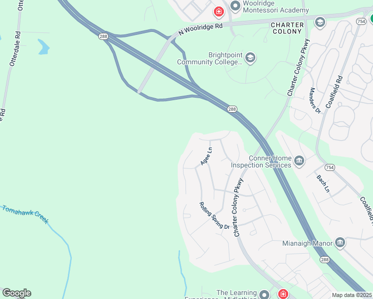 map of restaurants, bars, coffee shops, grocery stores, and more near 1531 Lundy Terrace in Midlothian