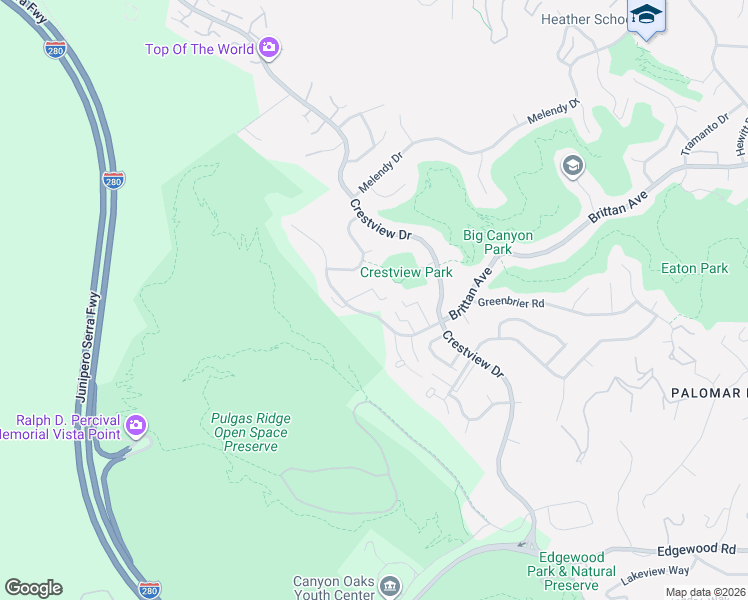 map of restaurants, bars, coffee shops, grocery stores, and more near 3366 Brittan Avenue in San Carlos