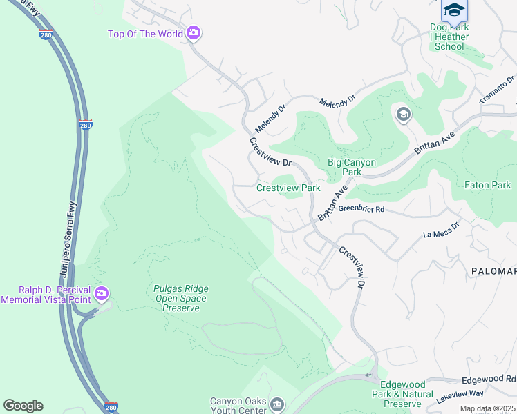 map of restaurants, bars, coffee shops, grocery stores, and more near 3362 Brittan Avenue in San Carlos