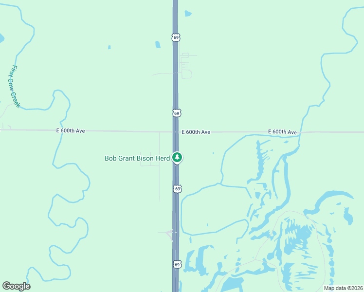 map of restaurants, bars, coffee shops, grocery stores, and more near East 600th Avenue in Frontenac