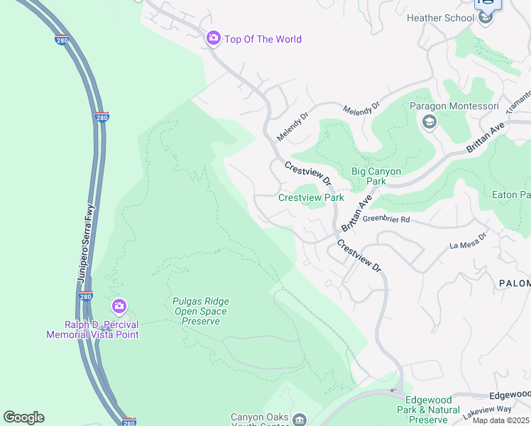 map of restaurants, bars, coffee shops, grocery stores, and more near 3392 Brittan Avenue in San Carlos