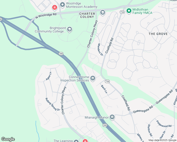 map of restaurants, bars, coffee shops, grocery stores, and more near 941 Gorham Court in Midlothian