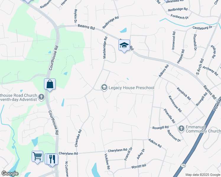 map of restaurants, bars, coffee shops, grocery stores, and more near 506 Pullbrooke Drive in Richmond