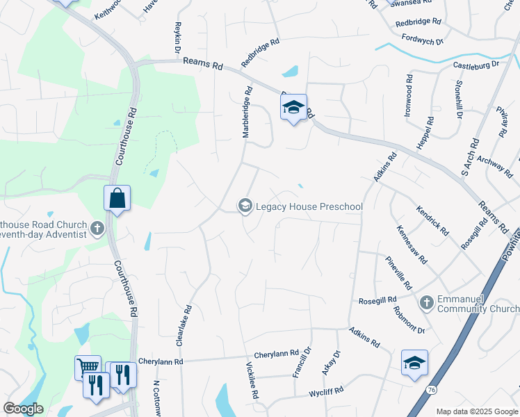 map of restaurants, bars, coffee shops, grocery stores, and more near 506 Pullbrooke Drive in Richmond