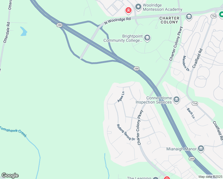 map of restaurants, bars, coffee shops, grocery stores, and more near 1543 Lundy Terrace in Midlothian