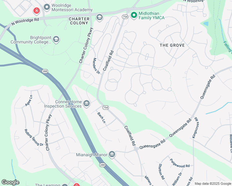 map of restaurants, bars, coffee shops, grocery stores, and more near 1231 Hawkins Wood Circle in Midlothian