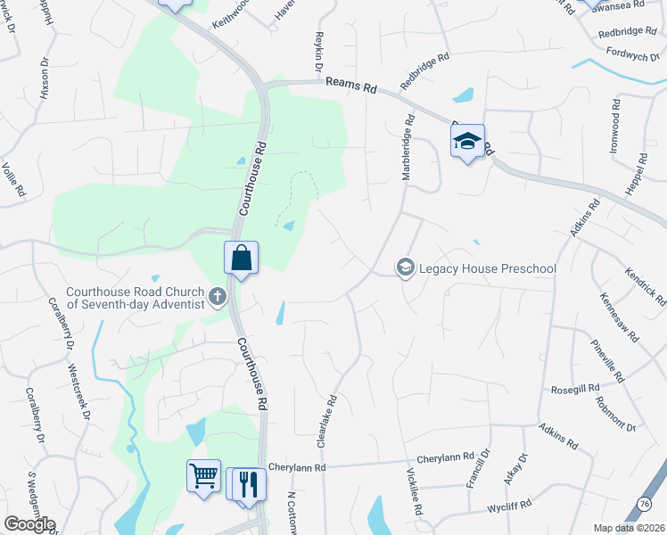 map of restaurants, bars, coffee shops, grocery stores, and more near 10508 Queensway Court in Richmond