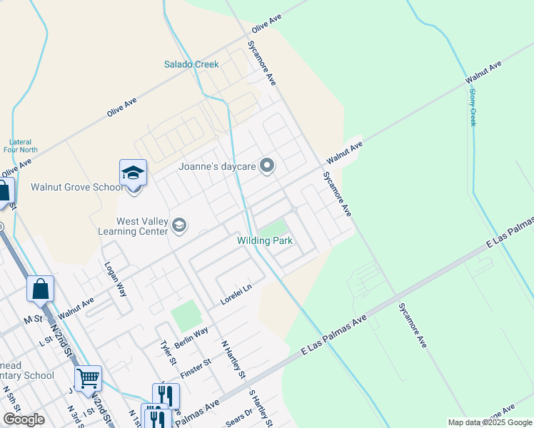 map of restaurants, bars, coffee shops, grocery stores, and more near 772 Sweetwood Lane in Patterson