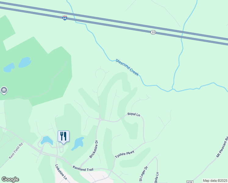 map of restaurants, bars, coffee shops, grocery stores, and more near 5860 Regal Lane in Providence Forge