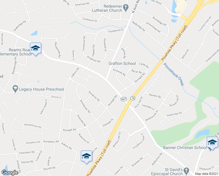map of restaurants, bars, coffee shops, grocery stores, and more near 9515 Reams Road in Richmond