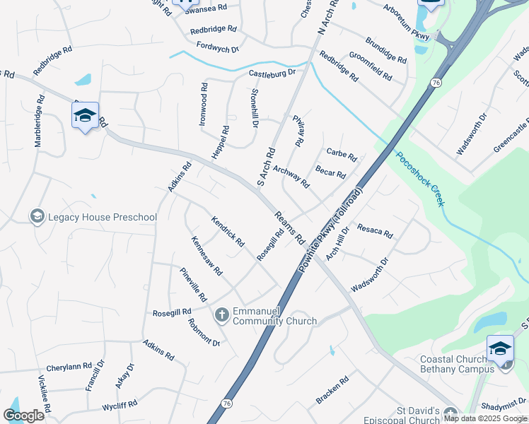 map of restaurants, bars, coffee shops, grocery stores, and more near 9515 Reams Road in Richmond