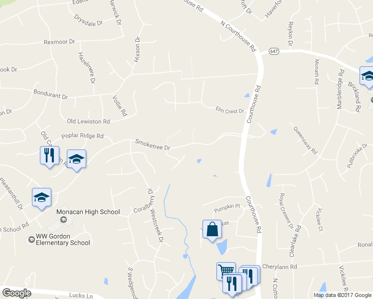 map of restaurants, bars, coffee shops, grocery stores, and more near 11002 May Apple Terrace in Richmond