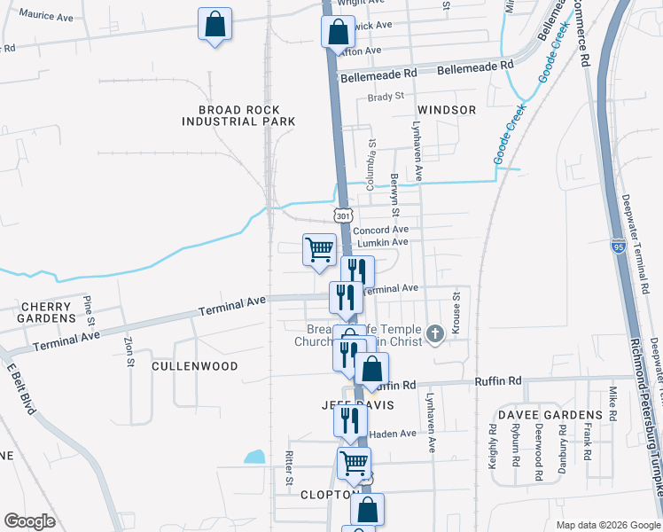 map of restaurants, bars, coffee shops, grocery stores, and more near 2908 Richmond Highway in Richmond