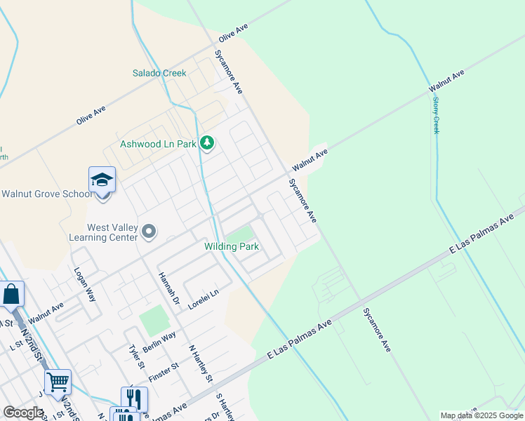 map of restaurants, bars, coffee shops, grocery stores, and more near 564 Millwood Drive in Patterson
