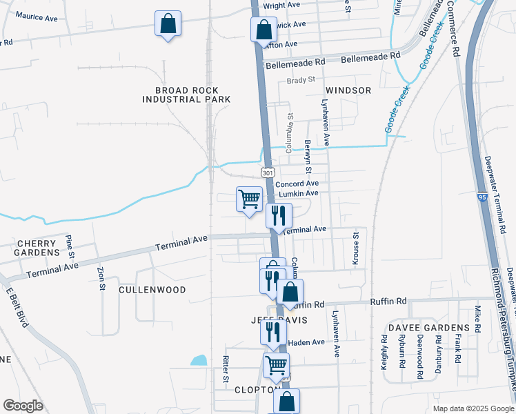map of restaurants, bars, coffee shops, grocery stores, and more near 2904 Richmond Highway in Richmond