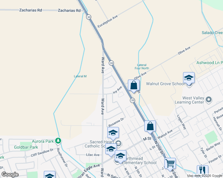 map of restaurants, bars, coffee shops, grocery stores, and more near 174 Brook Hollow Drive in Patterson