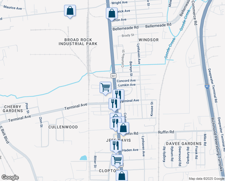 map of restaurants, bars, coffee shops, grocery stores, and more near 2904 Richmond Highway in Richmond