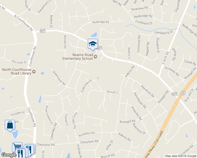 map of restaurants, bars, coffee shops, grocery stores, and more near 318 Pullbrooke Drive in Richmond