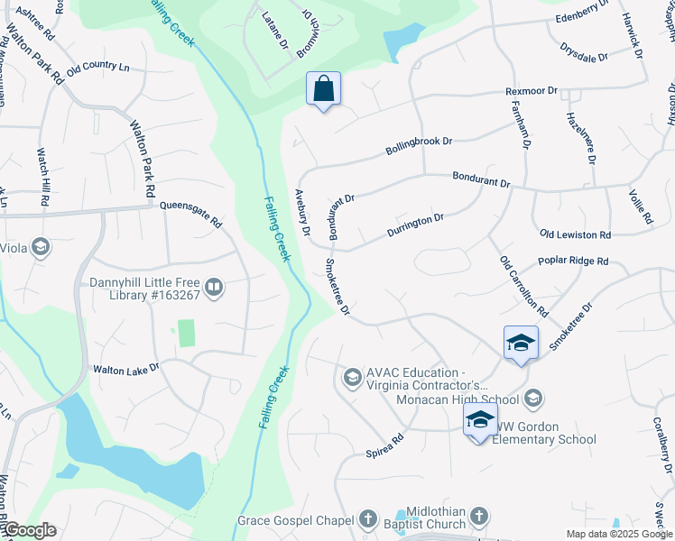 map of restaurants, bars, coffee shops, grocery stores, and more near 12030 Smoketree Drive in Chesterfield County