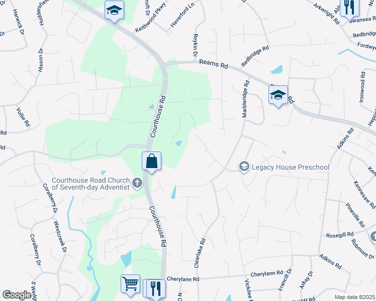map of restaurants, bars, coffee shops, grocery stores, and more near 335 Courthouse Road in Chesterfield County