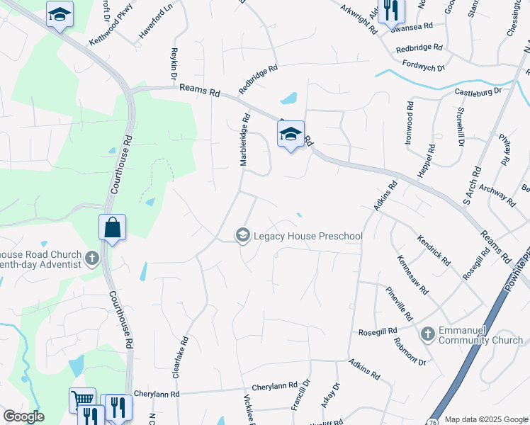 map of restaurants, bars, coffee shops, grocery stores, and more near 9912 Pullbrooke Court in Chesterfield County