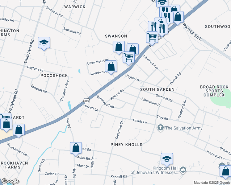 map of restaurants, bars, coffee shops, grocery stores, and more near 5735 Hull Street Road in Richmond
