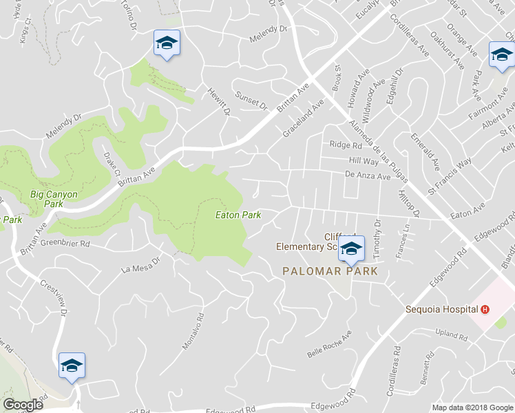 map of restaurants, bars, coffee shops, grocery stores, and more near 2936 Eaton Avenue in San Carlos