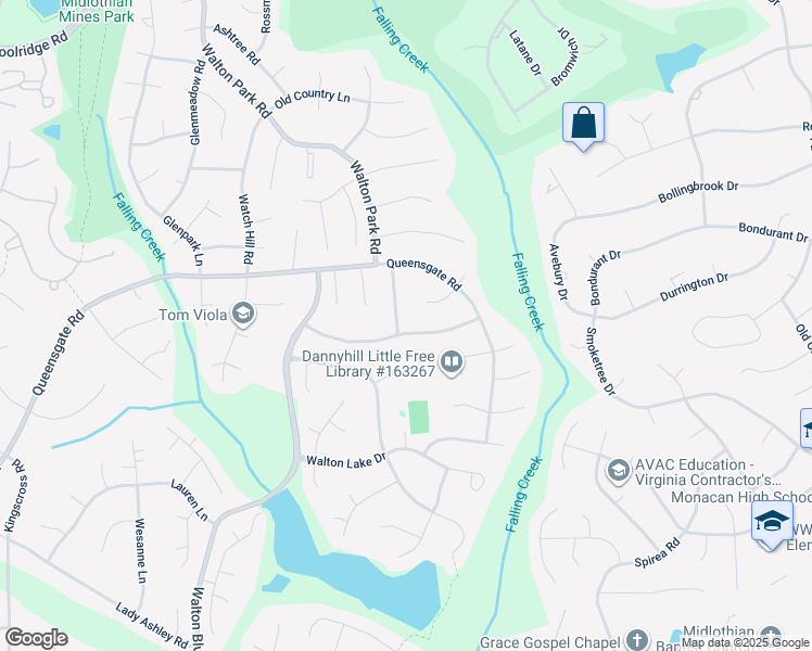 map of restaurants, bars, coffee shops, grocery stores, and more near 835 Hollypark Drive in Midlothian