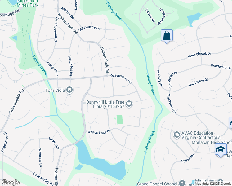 map of restaurants, bars, coffee shops, grocery stores, and more near 835 Hollypark Drive in Midlothian