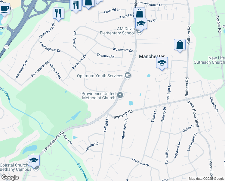 map of restaurants, bars, coffee shops, grocery stores, and more near 8312 Scottingham Drive in Richmond