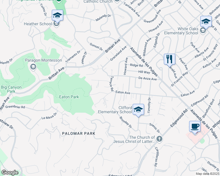 map of restaurants, bars, coffee shops, grocery stores, and more near 2901 Franciscan Court in San Carlos