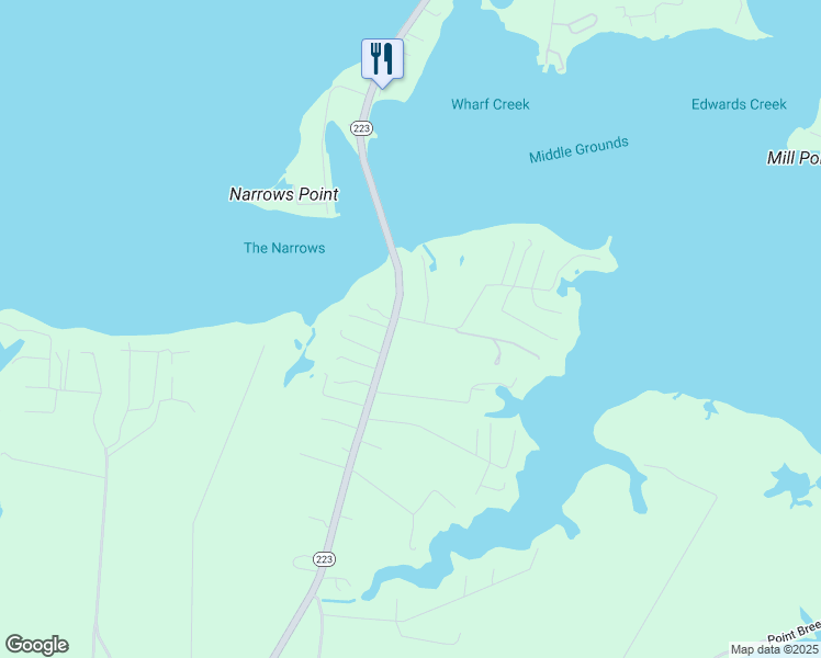 map of restaurants, bars, coffee shops, grocery stores, and more near 24 Mill Point Road in Hudgins